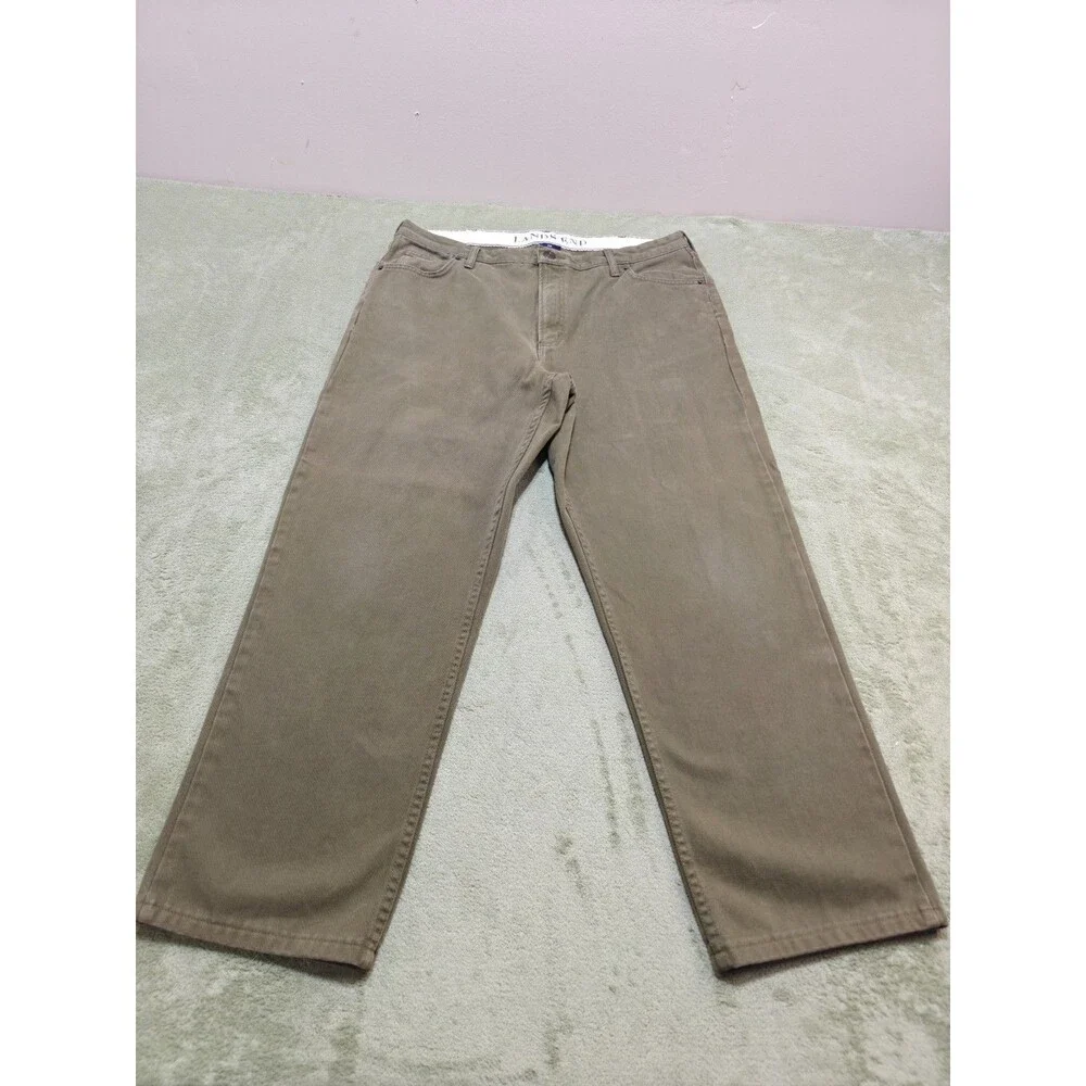 Lands End Traditional Fit Pants Mens 38 Brown 100% Cotton 5 Pocket Corduroy 38x2
